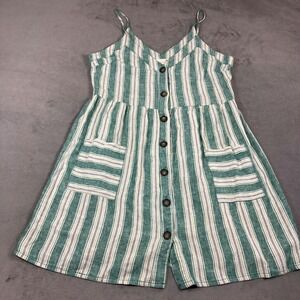 April kiss women's linen blend stripe dress size medium preowned